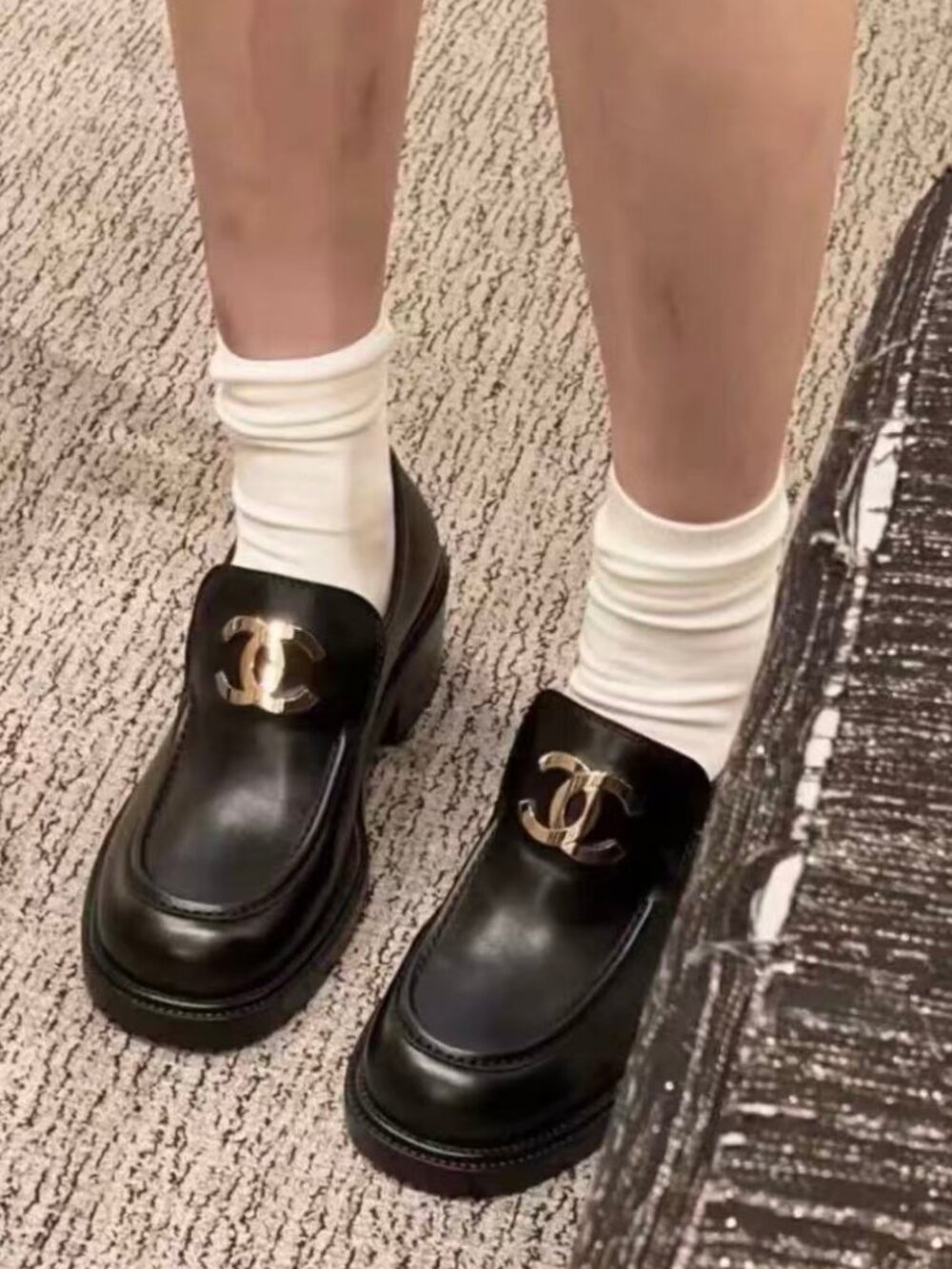 Chanel Black Leather Gold CC Chunky